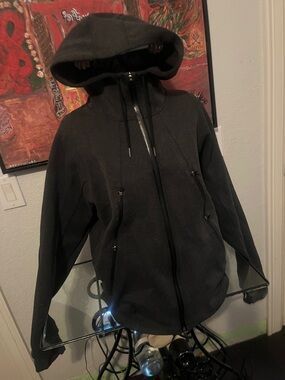 Jordan Black Hooded Jacket with Jumpman Tag hidden running straps in arm